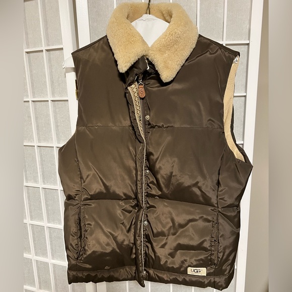 UGG Jackets & Coats Ugg Chocolate Brown Vest With Real Fur Collar